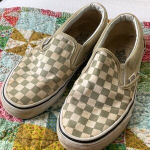 Vans Olive Checkered Slip-On Shoes